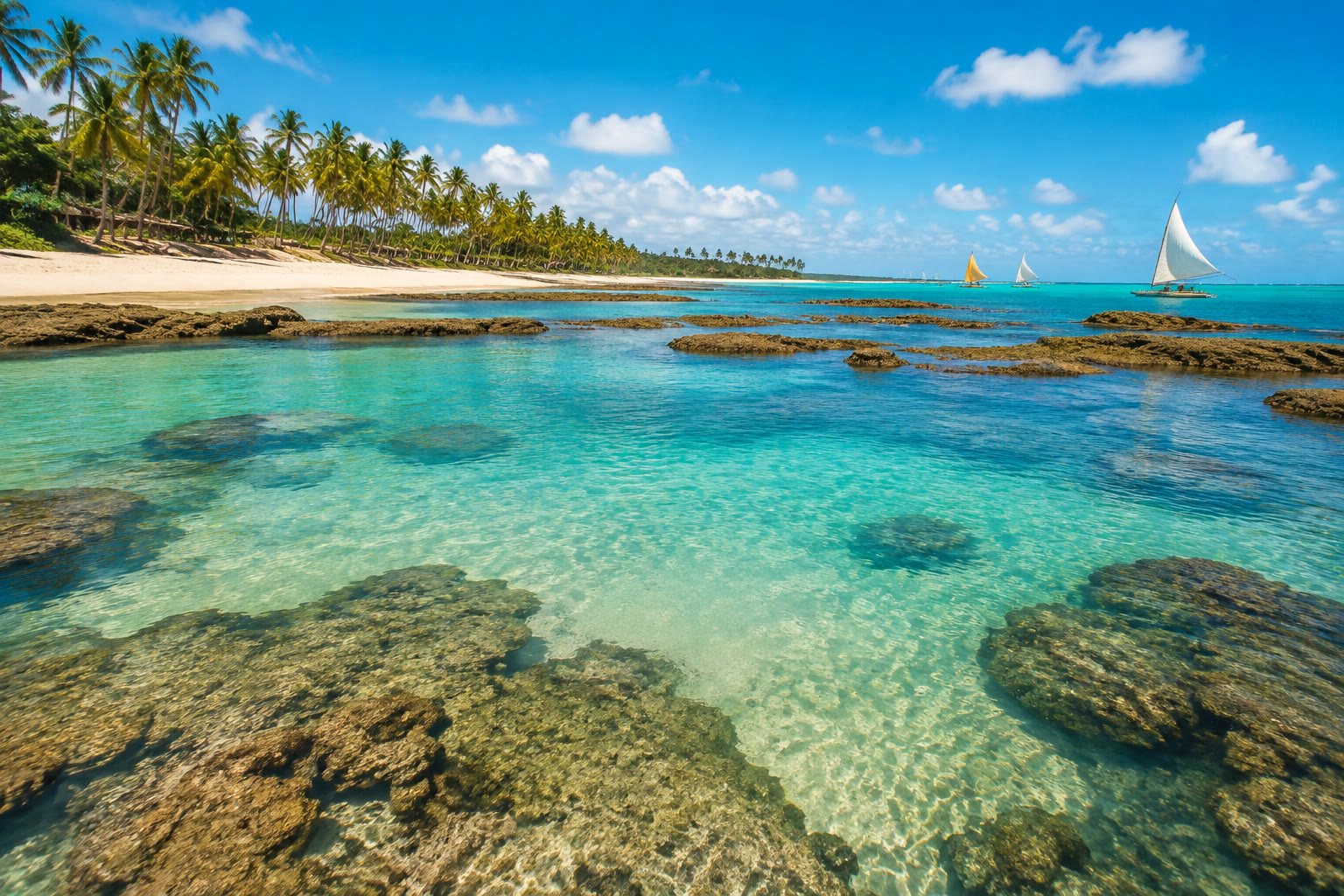 Piscinas naturais de Porto de Galinhas com mar cristalino